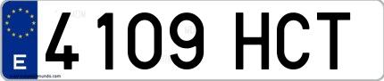 Ejemplo de matrícula de coche ordinaria 4109 HCT