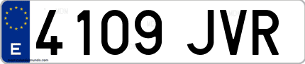 Ejemplo de matrícula de coche ordinaria 4109 JVR