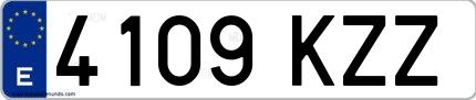 Ejemplo de matrícula española 4109 KZZ