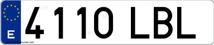 Ejemplo de matrícula española 4110 LBL