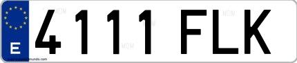 Ejemplo de matrícula española 4111 FLK