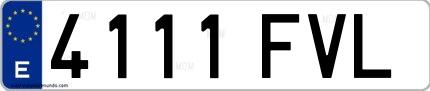 Ejemplo de matrícula española 4111 FVL