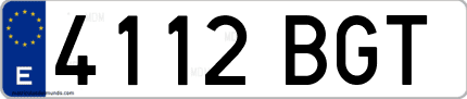 Ejemplo de matrícula de coche ordinaria 4112 BGT