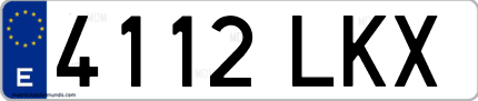 Ejemplo de matrícula de coche ordinaria 4112 LKX