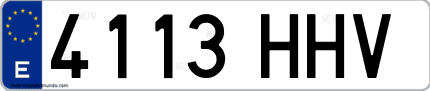 Ejemplo de matrícula de coche ordinaria 4113 HHV