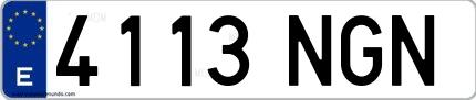 Ejemplo de matrícula española 4113 NGN