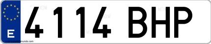 Ejemplo de matrícula española 4114 BHP