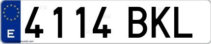Ejemplo de matrícula española 4114 BKL
