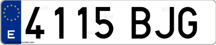 Ejemplo de matrícula de coche ordinaria 4115 BJG