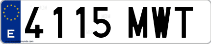 Ejemplo de matrícula de coche ordinaria 4115 MWT