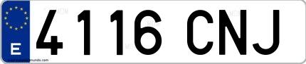 Ejemplo de matrícula española 4116 CNJ