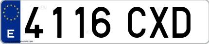 Ejemplo de matrícula española 4116 CXD