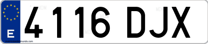 Ejemplo de matrícula de coche ordinaria 4116 DJX