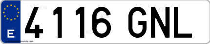 Ejemplo de matrícula de coche ordinaria 4116 GNL