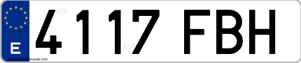 Ejemplo de matrícula de coche ordinaria 4117 FBH