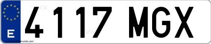 Ejemplo de matrícula española 4117 MGX