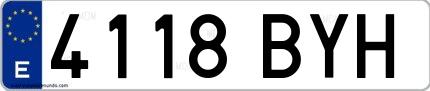 Ejemplo de matrícula española 4118 BYH