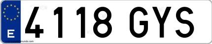 Ejemplo de matrícula española 4118 GYS