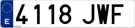 Ejemplo de matrícula española 4118 JWF