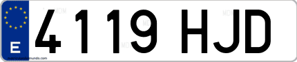 Ejemplo de matrícula de coche ordinaria 4119 HJD