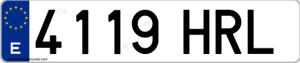 Ejemplo de matrícula de coche ordinaria 4119 HRL