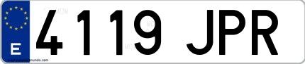 Ejemplo de matrícula española 4119 JPR