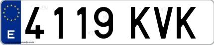 Ejemplo de matrícula española 4119 KVK