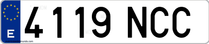 Ejemplo de matrícula de coche ordinaria 4119 NCC