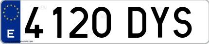 Ejemplo de matrícula española 4120 DYS