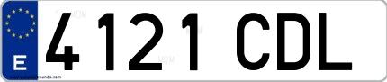Ejemplo de matrícula española 4121 CDL