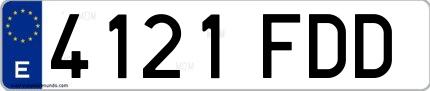 Ejemplo de matrícula española 4121 FDD