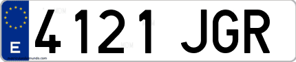 Ejemplo de matrícula de coche ordinaria 4121 JGR