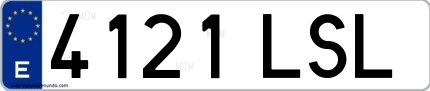 Ejemplo de matrícula española 4121 LSL