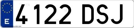 Ejemplo de matrícula española 4122 DSJ