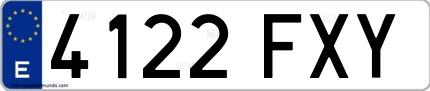 Ejemplo de matrícula española 4122 FXY