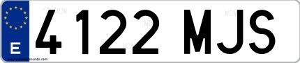 Ejemplo de matrícula española 4122 MJS