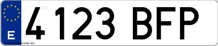 Ejemplo de matrícula española 4123 BFP