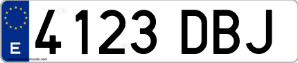 Ejemplo de matrícula de coche ordinaria 4123 DBJ