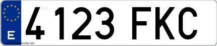 Ejemplo de matrícula española 4123 FKC