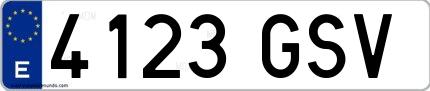 Ejemplo de matrícula española 4123 GSV