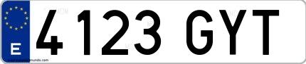 Ejemplo de matrícula española 4123 GYT