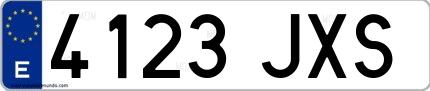 Ejemplo de matrícula española 4123 JXS