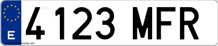 Ejemplo de matrícula de coche ordinaria 4123 MFR
