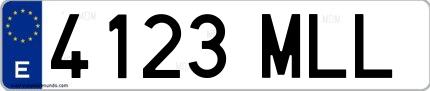 Ejemplo de matrícula española 4123 MLL