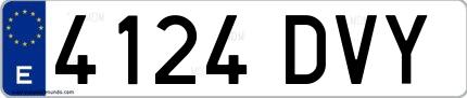 Ejemplo de matrícula española 4124 DVY