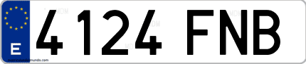 Ejemplo de matrícula de coche ordinaria 4124 FNB