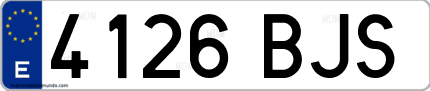 Ejemplo de matrícula de coche ordinaria 4126 BJS