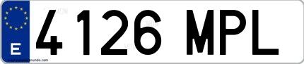 Ejemplo de matrícula española 4126 MPL