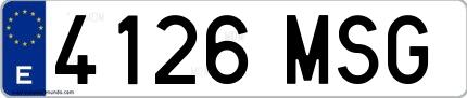 Ejemplo de matrícula española 4126 MSG
