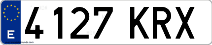 Ejemplo de matrícula de coche ordinaria 4127 KRX